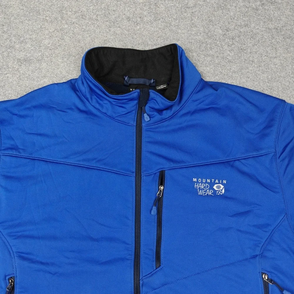Mountain Hardwear Jacket Mens 2XL Blue Softshell Fleece Lined Full Zip Hiking